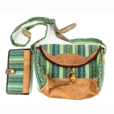 Sikkim Sling Bag & Wallet Set, Green