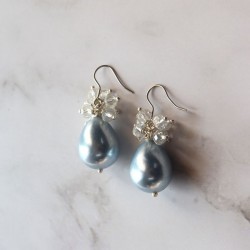 Dusty Blue Cluster Earrings
